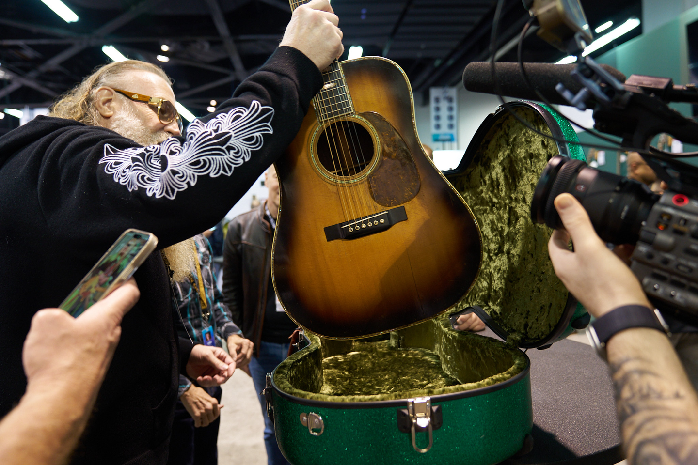 Taking the guitar out of the case